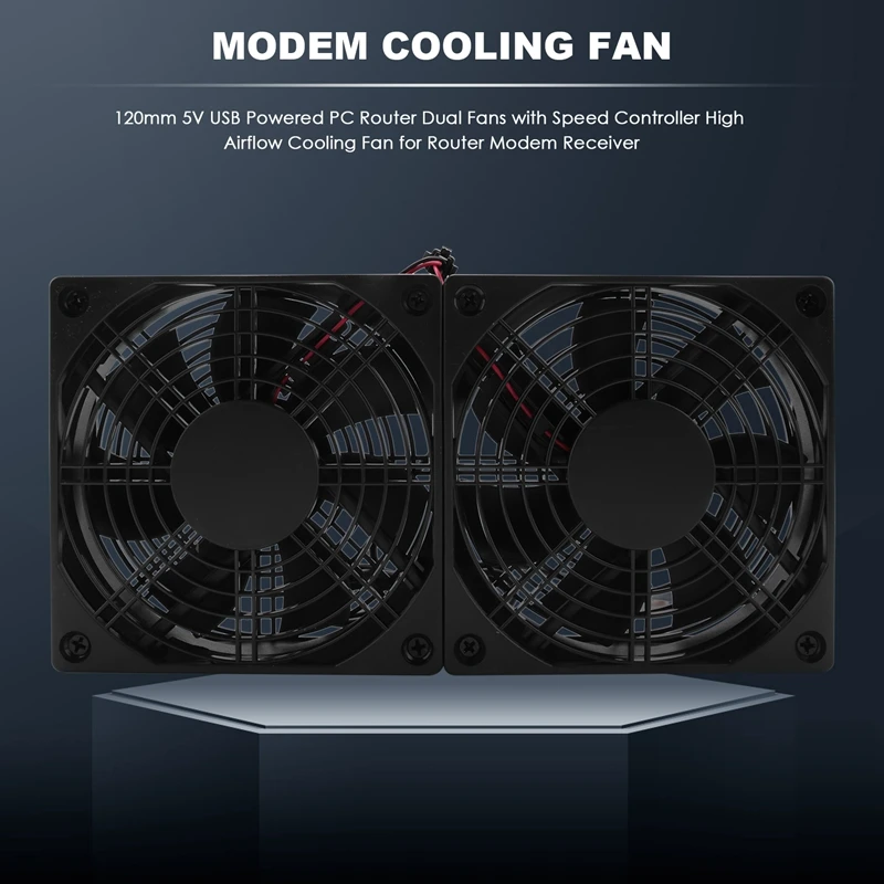 120Mm 5V USB Powered PC Router Двойные вентиляторы Вентилятор охлаждения с высоким воздушным
