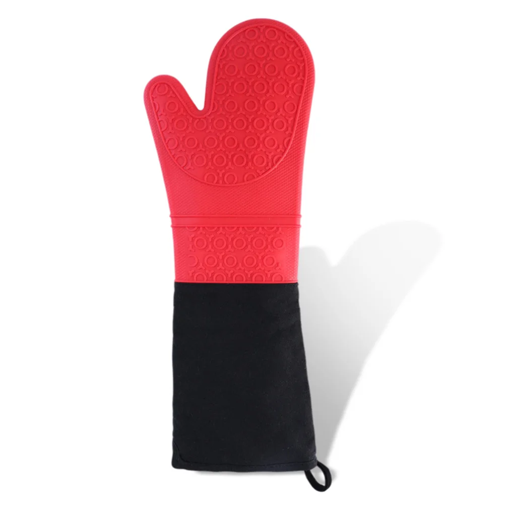 

1 Piece Silicone Glove Long Thick Insulation Mitt Home 2 Layer Cotton Baking Glove for Oven Microwave Anti-scalding glove