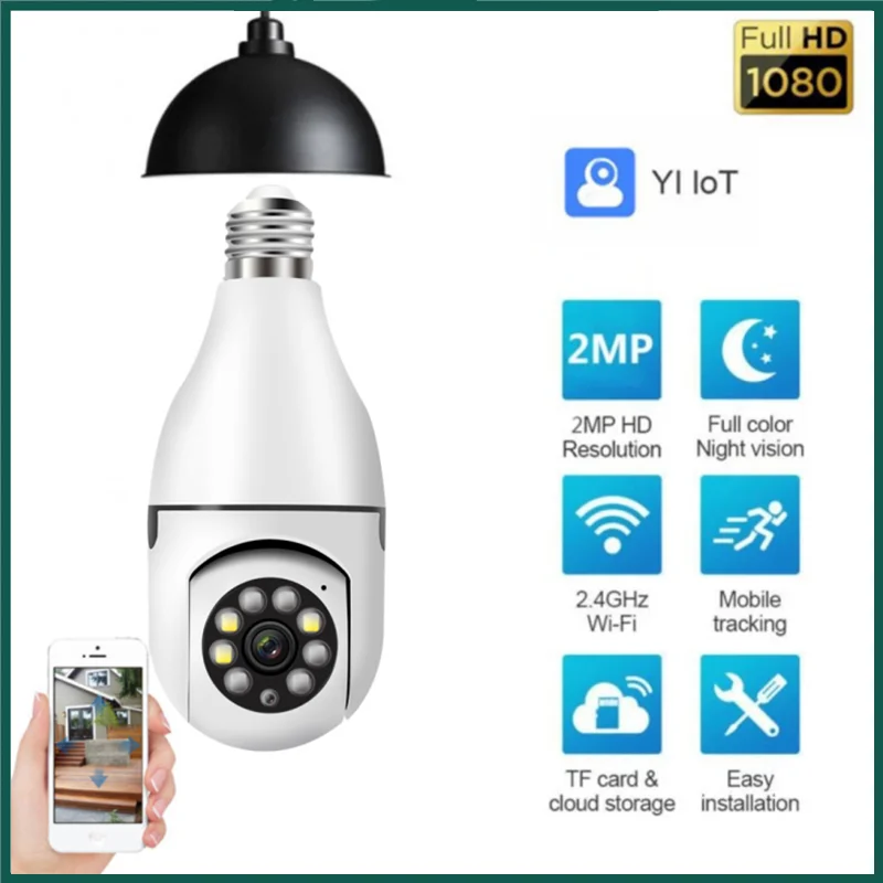 

360° Wifi PTZ IP Panorama Camera Bulb 2MP Panoramic Night Vision Audio Home Security Video Surveillance Fisheye Lamp Wifi Camera