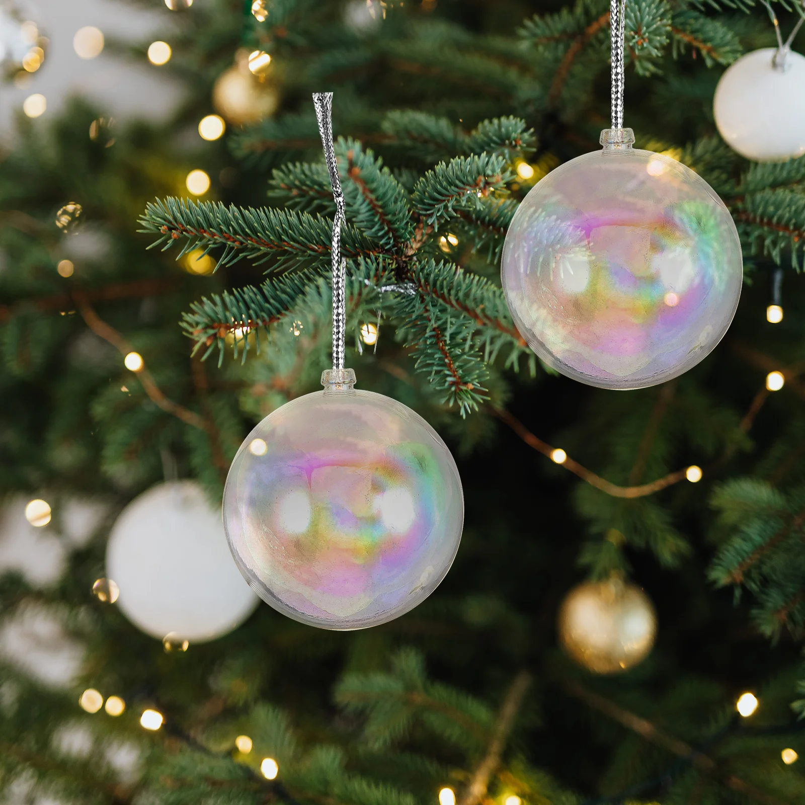 25 Pcs Christmas Decoration Ball Iridescent Boxdiy Hanging Ornament Clear Ornaments Decorations Balls Pendant