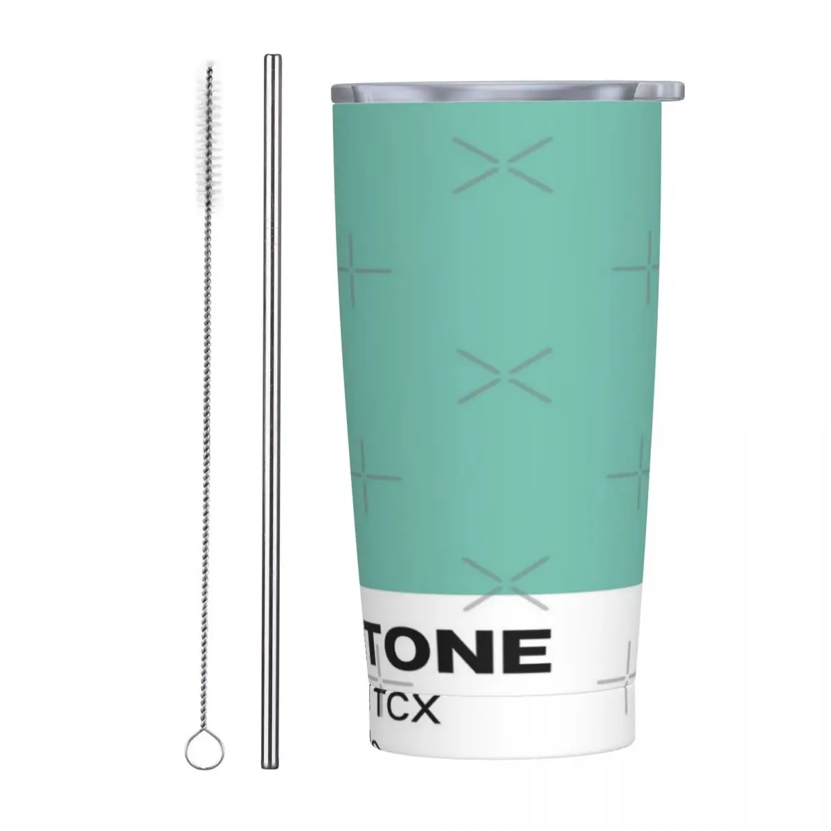

Pantone Cascade Stainless Steel Mug Environmentally Friendly Push pull Lid With straw Reusable