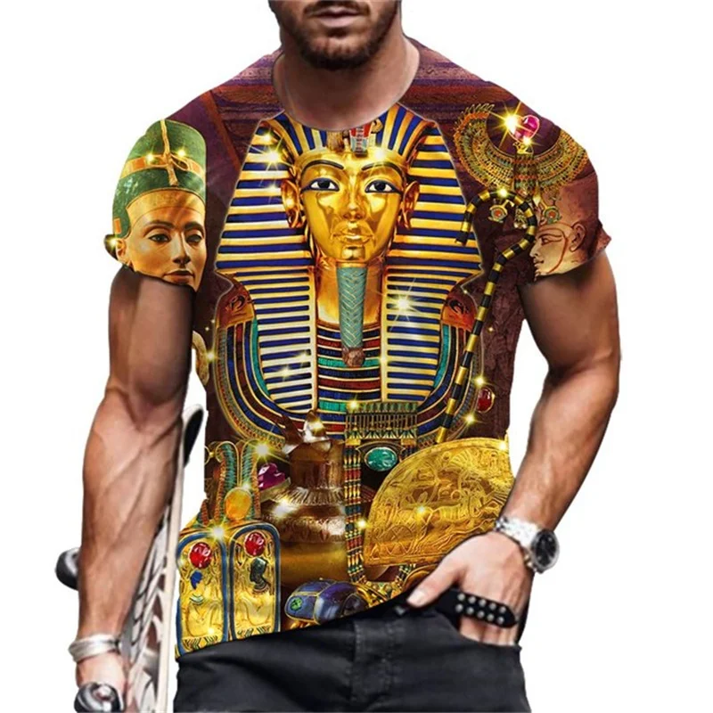 

2022 New Fashion Egyptian Elements 3D Printing Retro Style T-Shirts Men Women Breathable Casual Shirts Funny Short Sleeves