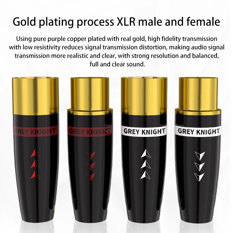 Штекер Grey Knight Hi-Fi XLR позолоченный с родиевым покрытием