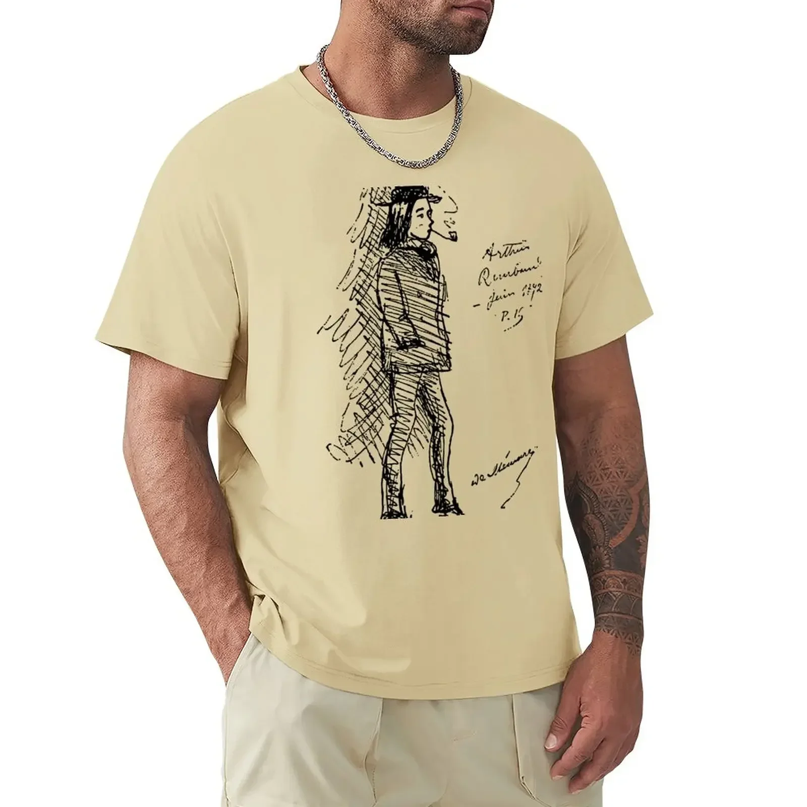 Черная футболка эстетическая одежда заготовки Мужская рисунок Артура Рембо пола