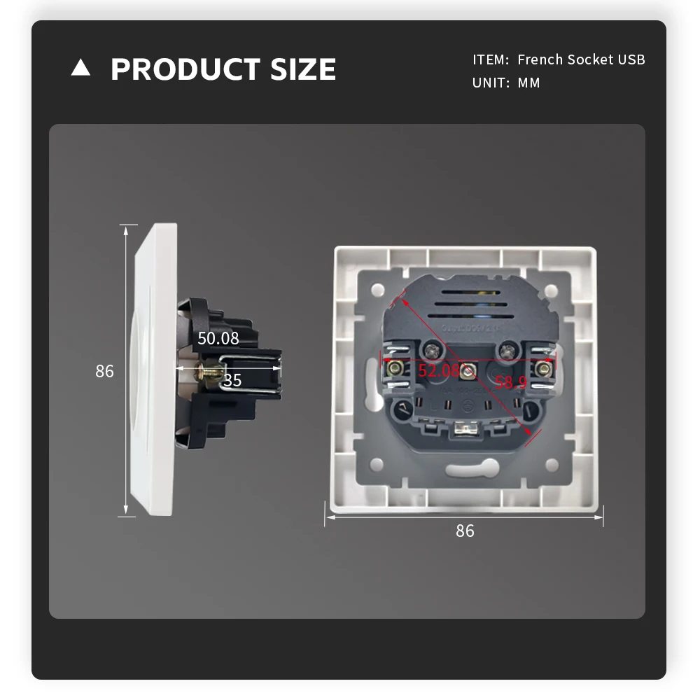 Европейская стандартная розетка 86*86 мм белая черная золотая серая французская