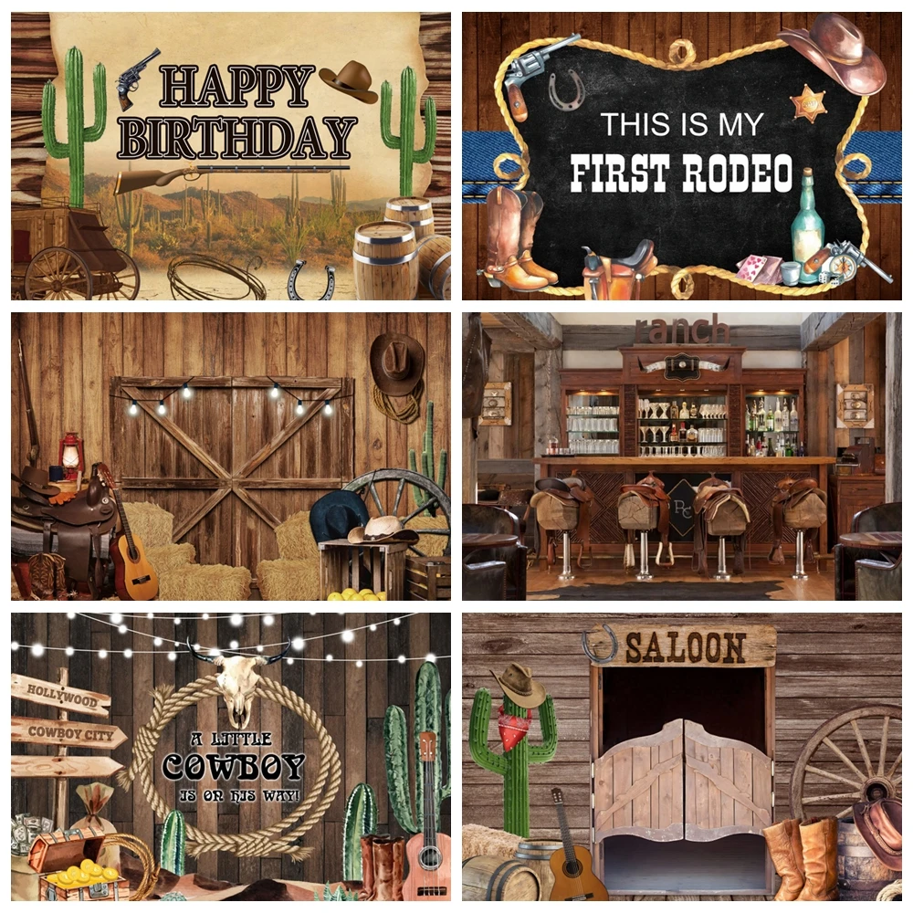 

Wild West Cowboy Backdrop Western Rustic Wooden House Barn Saloon Photography Background Baby Boy Birthday Banner Photo Booth