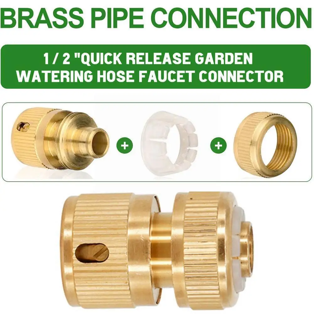 

1pc Aluminum Alloy 1/2" Quick Connector For 16mm Hose Garden Irrigation Watering Quick Couplin Water Gun Faucet Adapter W4g0