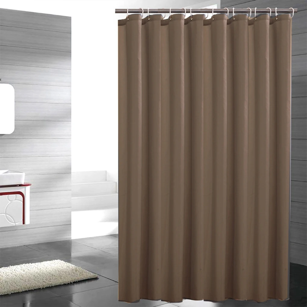 

Bathroom Shower Curtain with Hooks Privacy Bath Drape Solid Color Portable Indoor Bedroom Polyester Cloth 90x180cm Gray