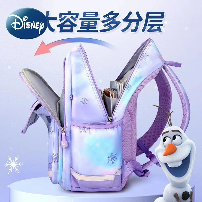 Disney 2022 New Fashion Frozen Backpack To Reduce The Burden and Breathable 1-6 Grade Schoolbags for Primary School Students