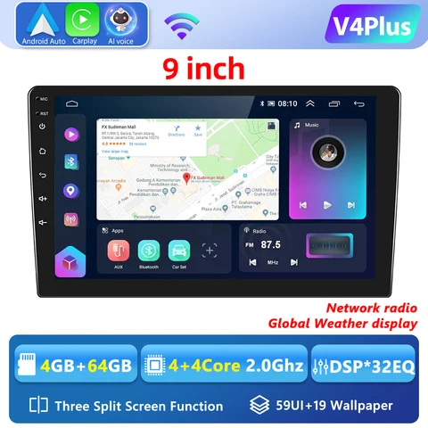 Podofo 8G 128G 2din автомобильный Android Радио мультимедийный плеер 7/9/10 "GPS для Toyota Volkswagen Hyundai Nissan Киа Renault Suzuki Lada