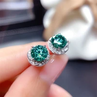 huitan vintage green cubic zirconia stud earrings for women aesthetic flower shaped ear accessories party fancy gift new jewelry
