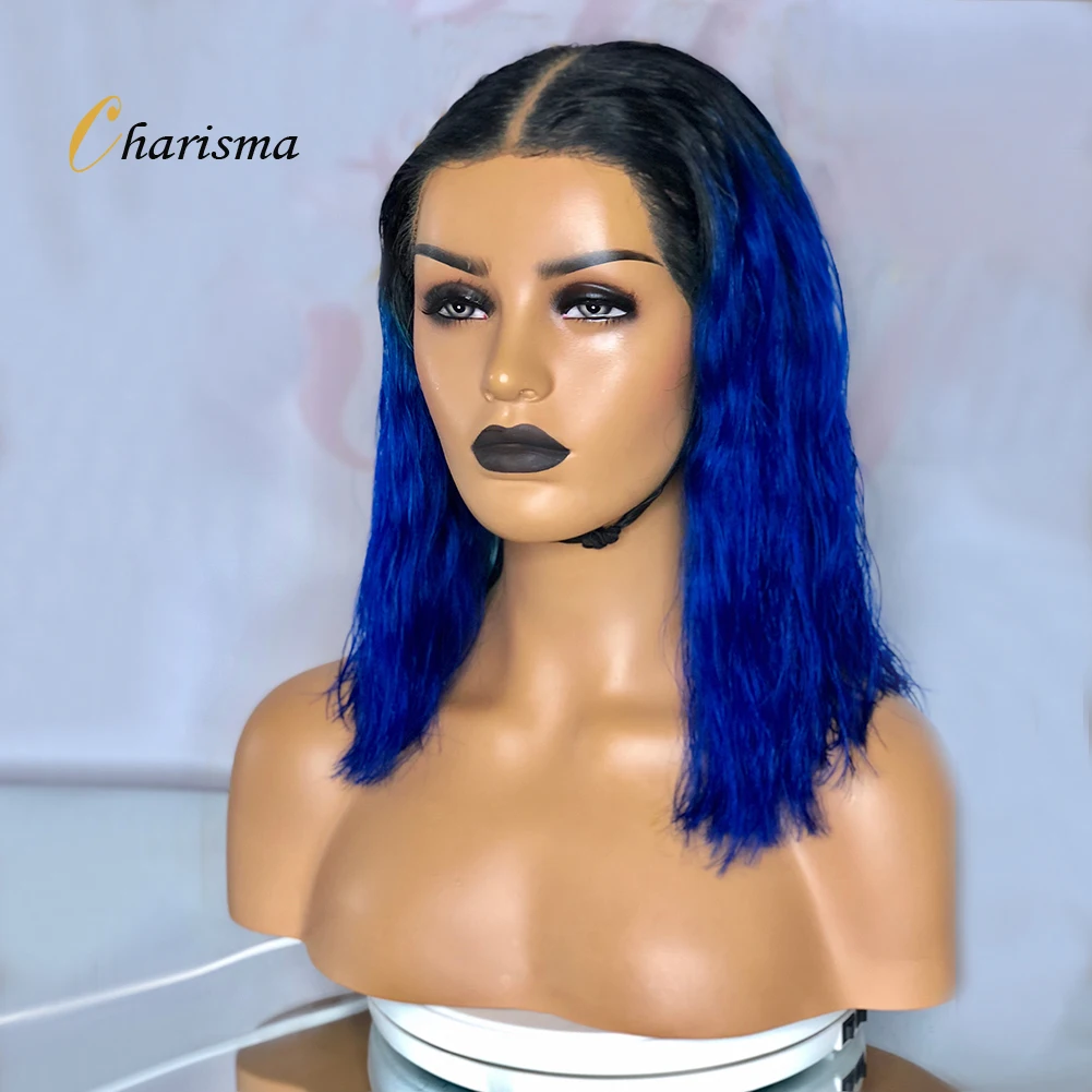 

Charisma Synthetic Lace Front Wig Short Bob Lace Front Wig Ombre Blue Wigs Synthetic Natural Wave Short Cut Bob Style Lace Wigs
