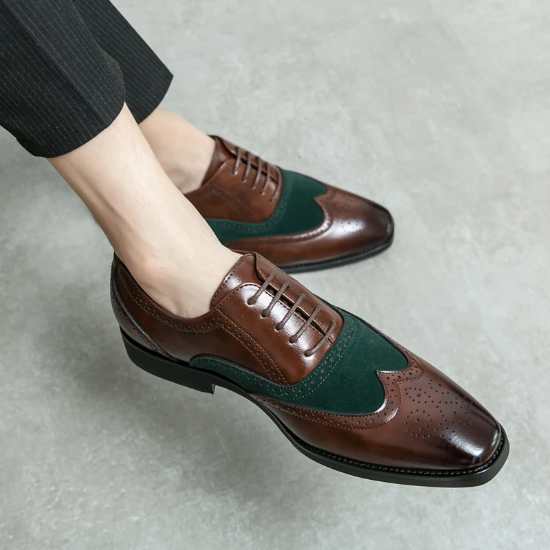 

2022 Fashion Men White Dress Shoes Male Pointed Toe Flats Designer Shoes Men Formal High Quality Italian Dress Brogue Shoes Men