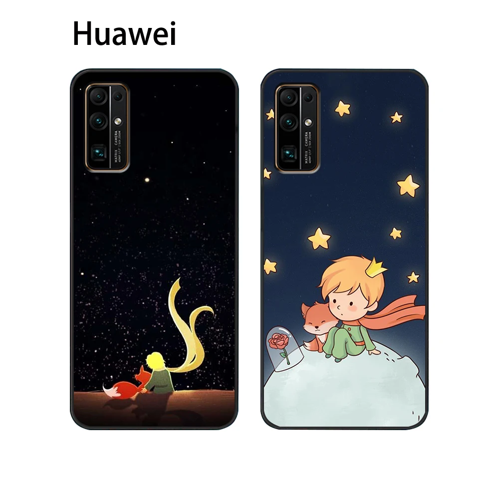 

Cartoon The Little Prince Black Shell Phone Case for Huawei Honor Mate P30 P20 P50 P40 50 8x 9c 8a Lite Pro Plus PSmart 2019