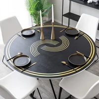 solid color leather tablecloth waterproof oilproof round table mat pvc printed table cover custom table protector drop shipping