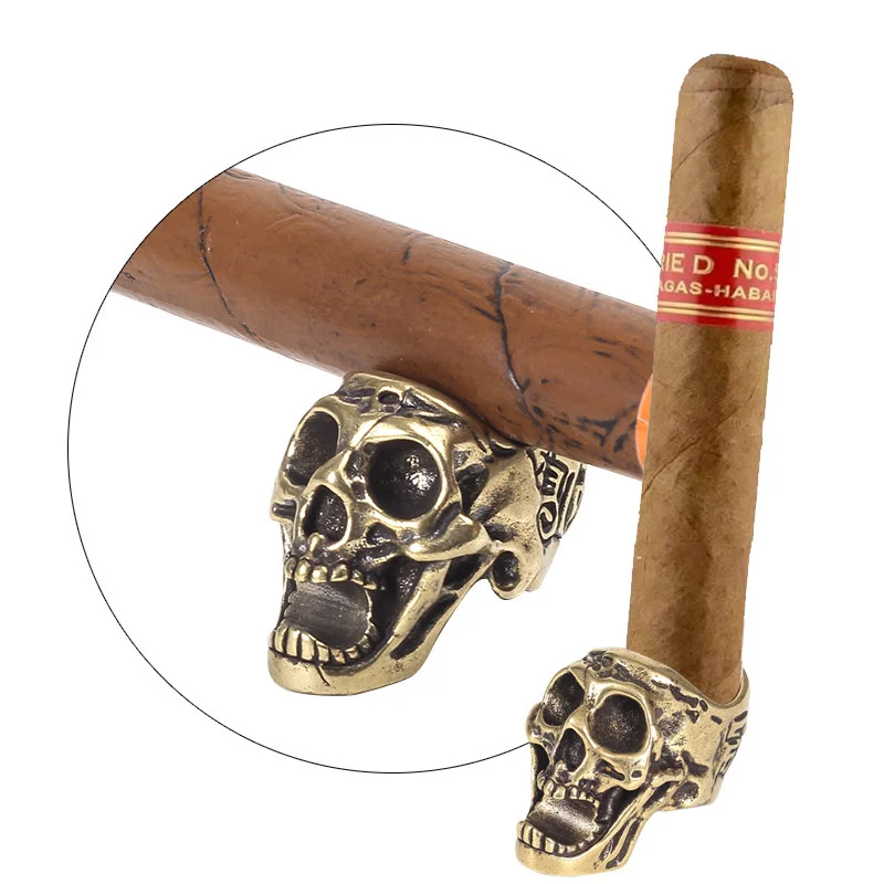 

Skeleton Smoking Ring Cigarette Holder Thick Smoke Cigarette Holder Holder Skull Pattern Cigarette Adjustable Ring Blunt Holder