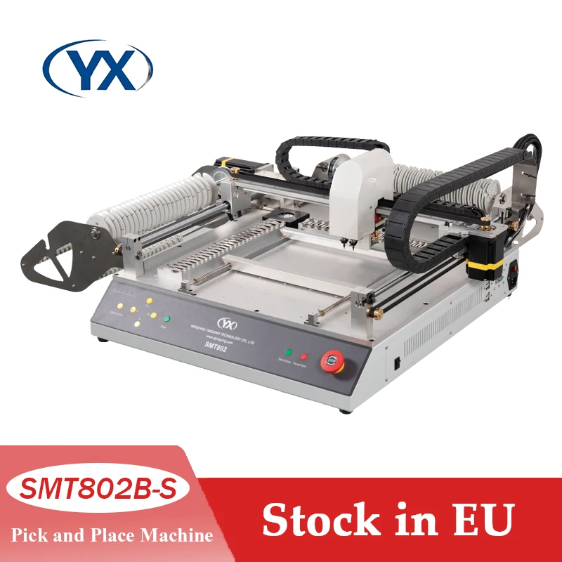 

Stock in EU SMT802B-S Desktop SMT Pick and Place Machine Automatic PCB Printing Machine with 2 HD Cameras 2 Head and 46 Feeders