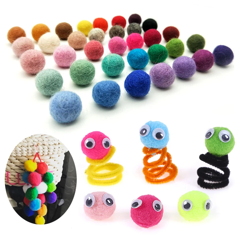 

10PCS Mini Fluffy Soft Pom Poms 1.5cm Wool Felt Pompoms Ball Poke Handmade Kids Toys Wedding Christmas Decor DIY Sewing Crafts