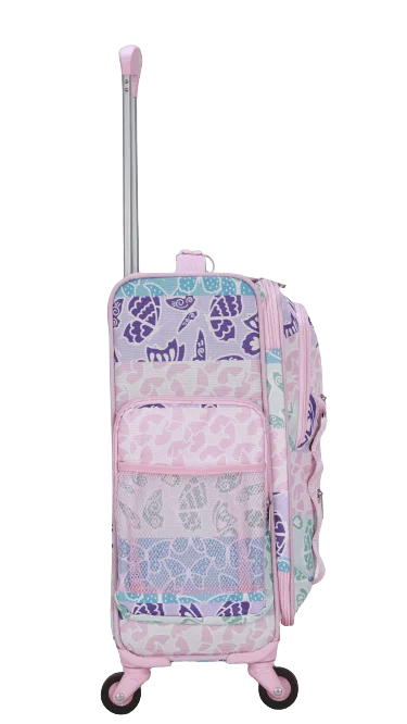 3 PC SOCIAL BUTTERFLY SOFTSIDE WITH PACKING CUBE AND LUGGAGE TAG