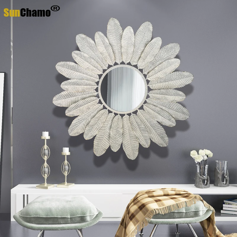 

Большое настенное зеркало Sunchamo Ins, металлическое зеркало для гостиной и столовой, декоративные рамы, зеркала, роскошные винтажные декоратив...
