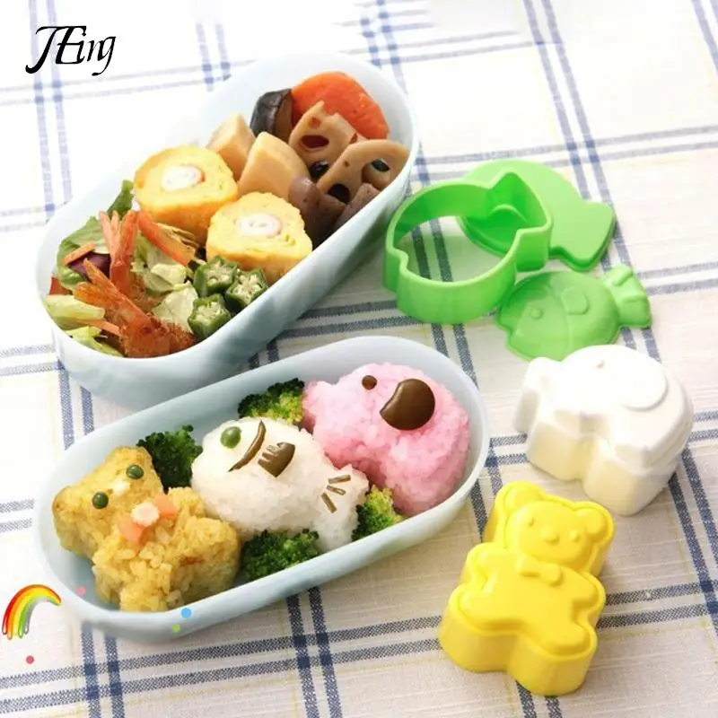 

3Styles/set Bear and Elephant Small Fish Rice Ball Mould DIY Mould Sushi Mould Bento Mould for Children Student Office