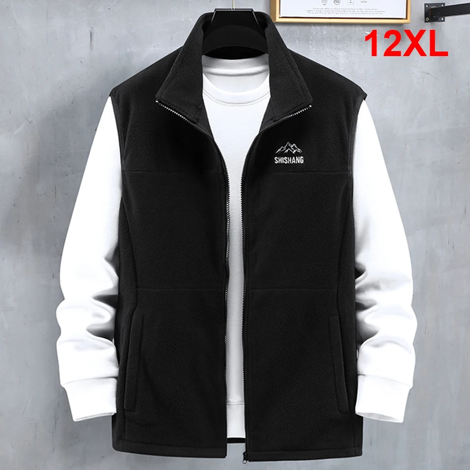 Мужской флисовый жилет Черный Повседневный без рукавов в стиле пэчворк большие