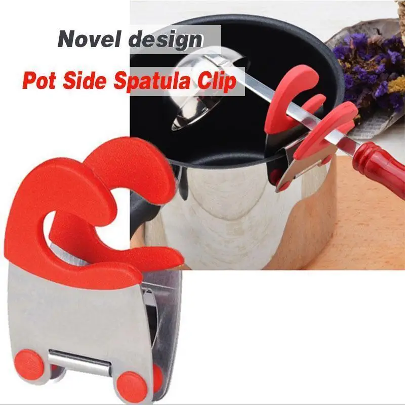 

Stainless Steel Cookware Side Clip Rest Holder Anti-scalding Pan Side Scoop Clamp Pot Side Spatula Clip Soup Pot Fixing Clip