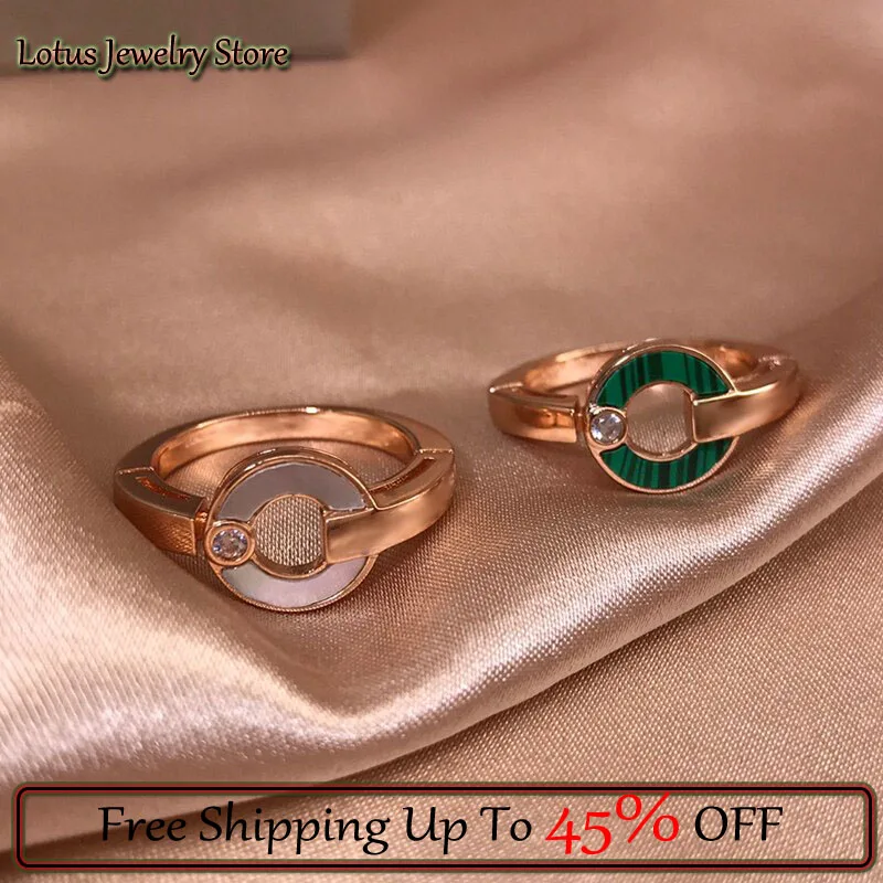 High Quality Rose Gold Color Malachite Ancient Coin Shaped Hollow Pearl Ring Noble For Luxury Women's Jewelry Lover Gift