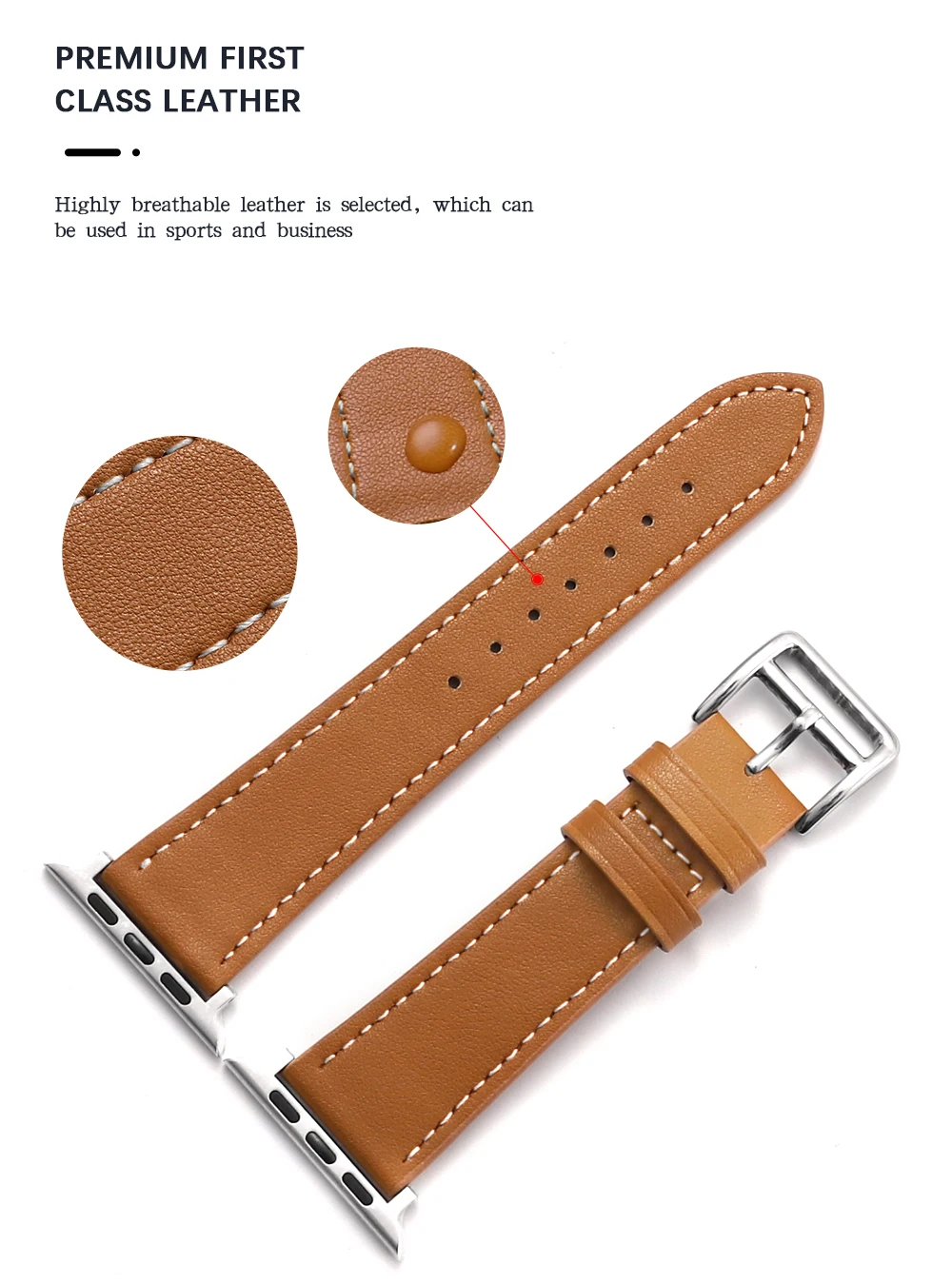 Business Real Leather Loop Bracelet Belt Band for Apple Watch SE 8765 42MM 38MM 44MM 40MM Strap on Smart iWatch 4 Watchband 45mm