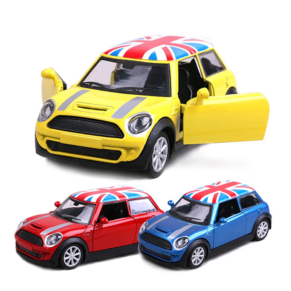 

1:32 For Mini Cooper UK Flag Alloy Car Model Decoration Narrow Ornaments Diecast Collectible Car Toy Ornament Souvenir Styling