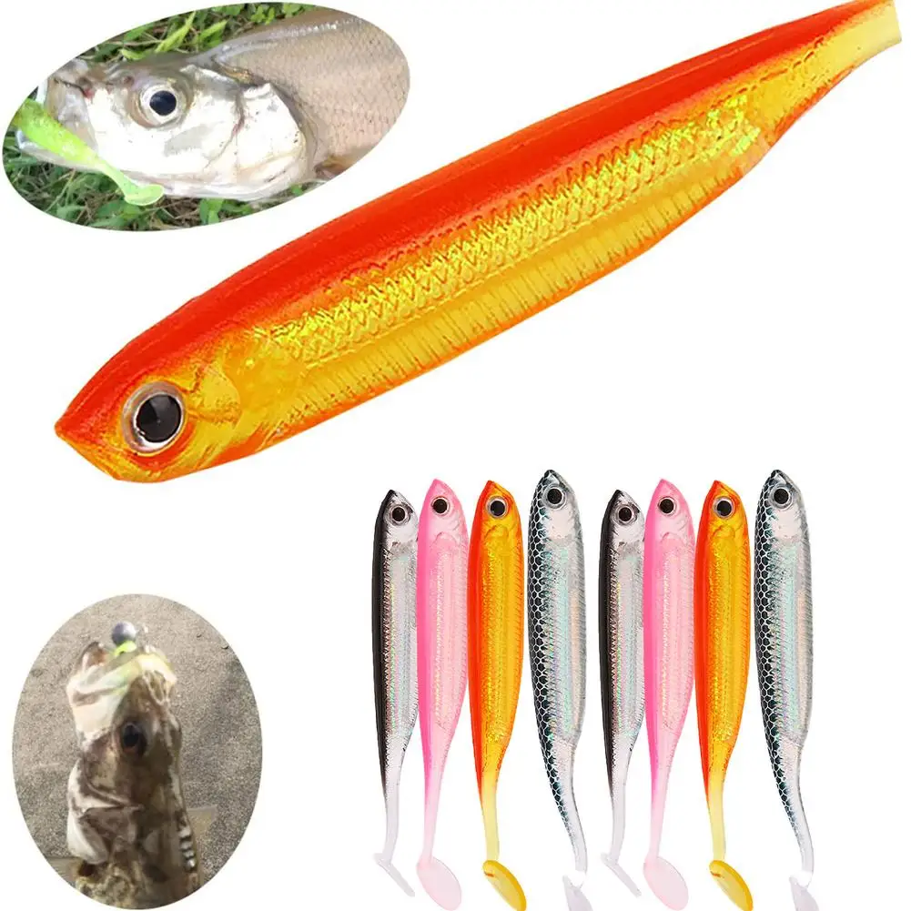 

Simulation Fishing Bait 7cm/2.2g Silicone Bionic Crystal Colorful T-tail Soft Bait Fishing Tackle Accessories