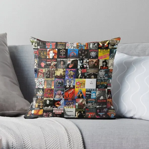 

Rock Vinyl Collage Essential Printing Throw Pillow Cover Hotel Cushion Bed Soft Waist Decorative Anime Pillows not include