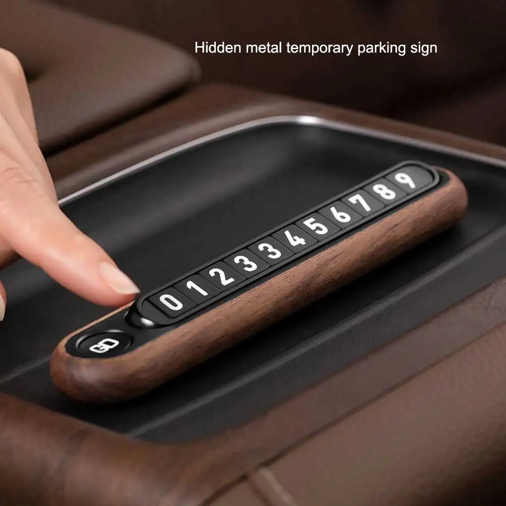

Temporary Number Card with Button Wood Car Numbers Plate Tag Sticker Decoration Parking Luminous Sign for Roadside