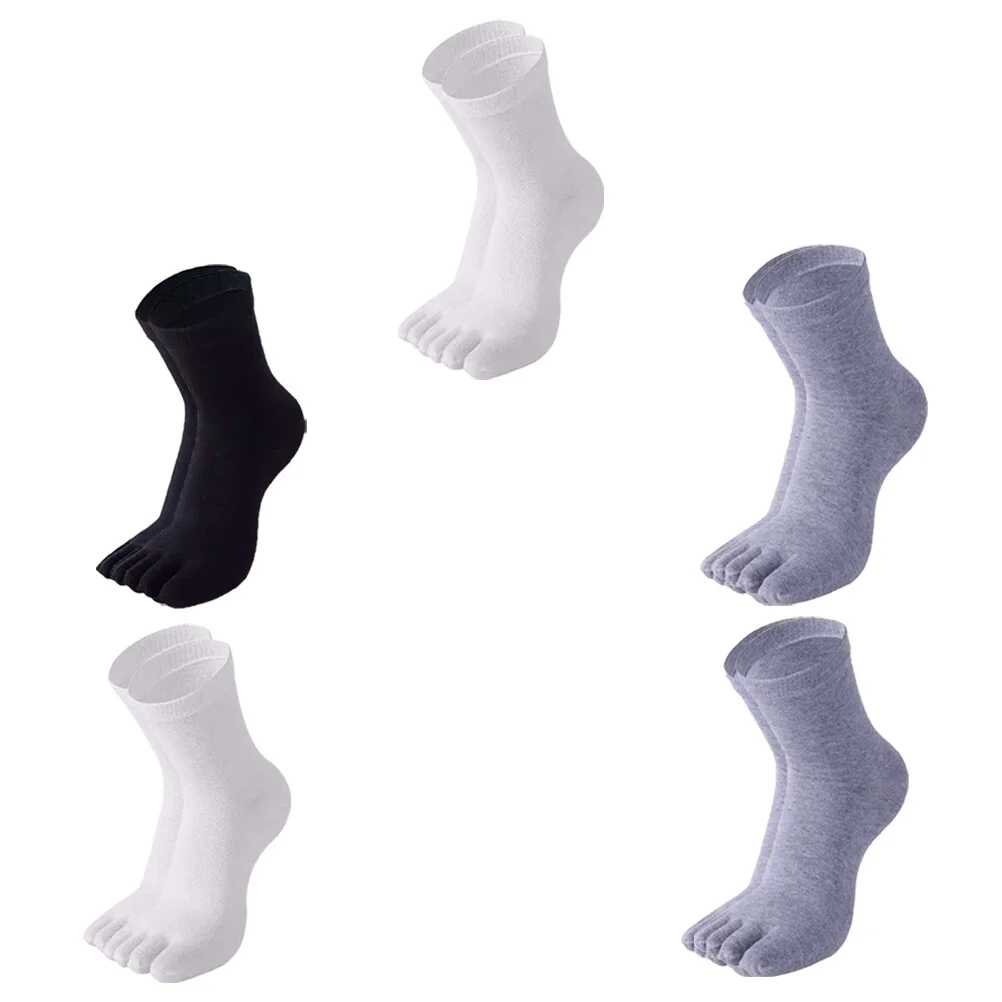 5 Pairs Men's Socks Five-Finger Toe Absorbent Sweat Male Sports Running Simple Calf Stocking