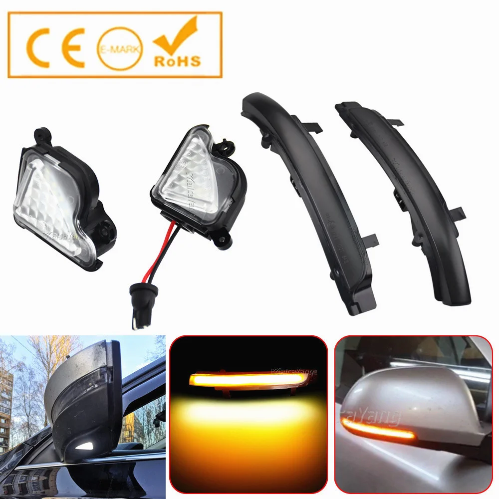 

Светодиодный динамический указатель поворота с боковым крылом для Skoda Octavia MK2 A5 SuperB B6 3T 2009 2010 2011 2012 Под зеркальный светильник Puddle Lamp