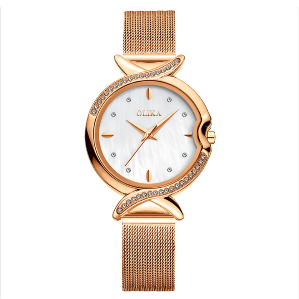 QSCY OLIKA Women's Watch Fashionable Versatile Waterproof Mother-of-Frillilar Fishtail Diamond Watch For Women enlarge