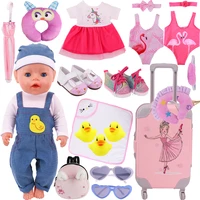 pink doll clothes shoes flamingo dress duck jumpsuit fit 43cm reborn baby boy doll18inch american girl dolls kids toys clothing