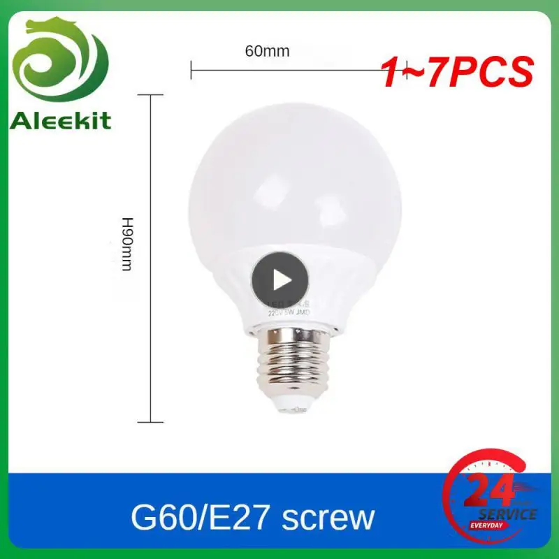 

1 ~ 7 шт., суперъяркие светодиодные лампы 3 Вт, 5 Вт, 7 Вт, E27, круглые лампочки G60, G80, 220 В, яркая/холодная белая лампа, лампа для дома