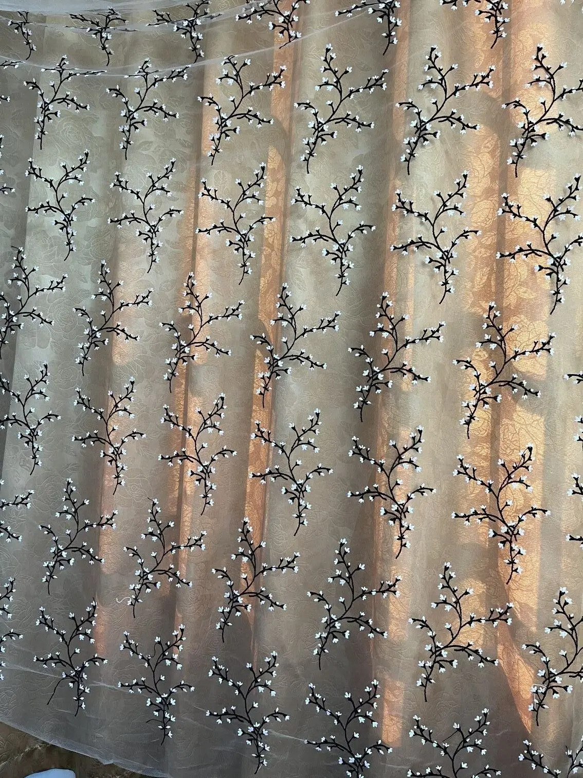 Трехмерная вышитая веточка кружевная ткань сетчатый тюль французская сделай сам