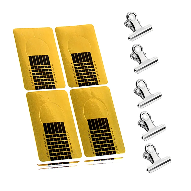 

100Pcs Nail Art Extension Sticker With 5 Pcs Nail Clips For Nail UV Gel Extend Form Stickers Acrylic Manicure Tip