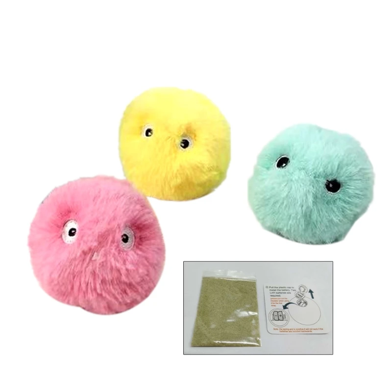 

3 Pcs Toy Chirping Plush Ball Built-in Catnip Interactive Kicker Toys