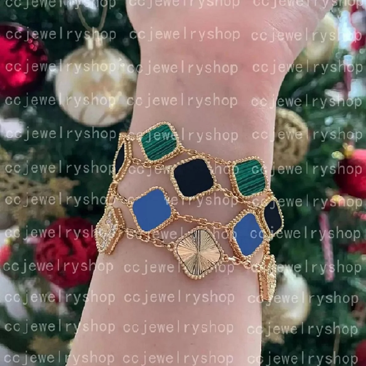 

New Luxury Green 4 Flowers Charm Bracelet for Women Gift High Quality Designer Motifs Lucky 925 Silver Clover Bracelets Jewelry