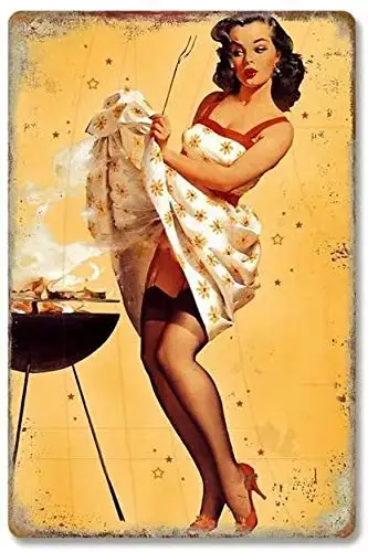 

Retro Metal Tin Sign Use Skirts to Block The Smell of BBQ Smokefor Men Women Wall Decor room decoration