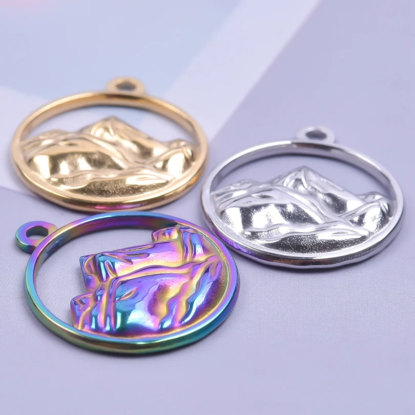 

Chinese Style Scenery Mountain Titanium Steel Designs Earrings Pendants Charm for Jewelry Making Bulk Accessories Mixed Charms