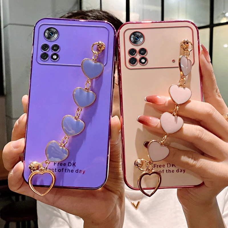 For POCO X4Pro case Love Heart Bracelet Phone Case For Xiaomi POCO X3 X4 M3 M4 Pro F3 10T 11T 11Lite RedmiNote11S 10A 10C 9T 10S