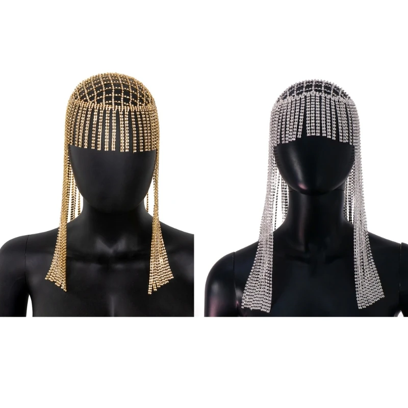 

449B многослойная Серебряная цепочка для волос со стразами