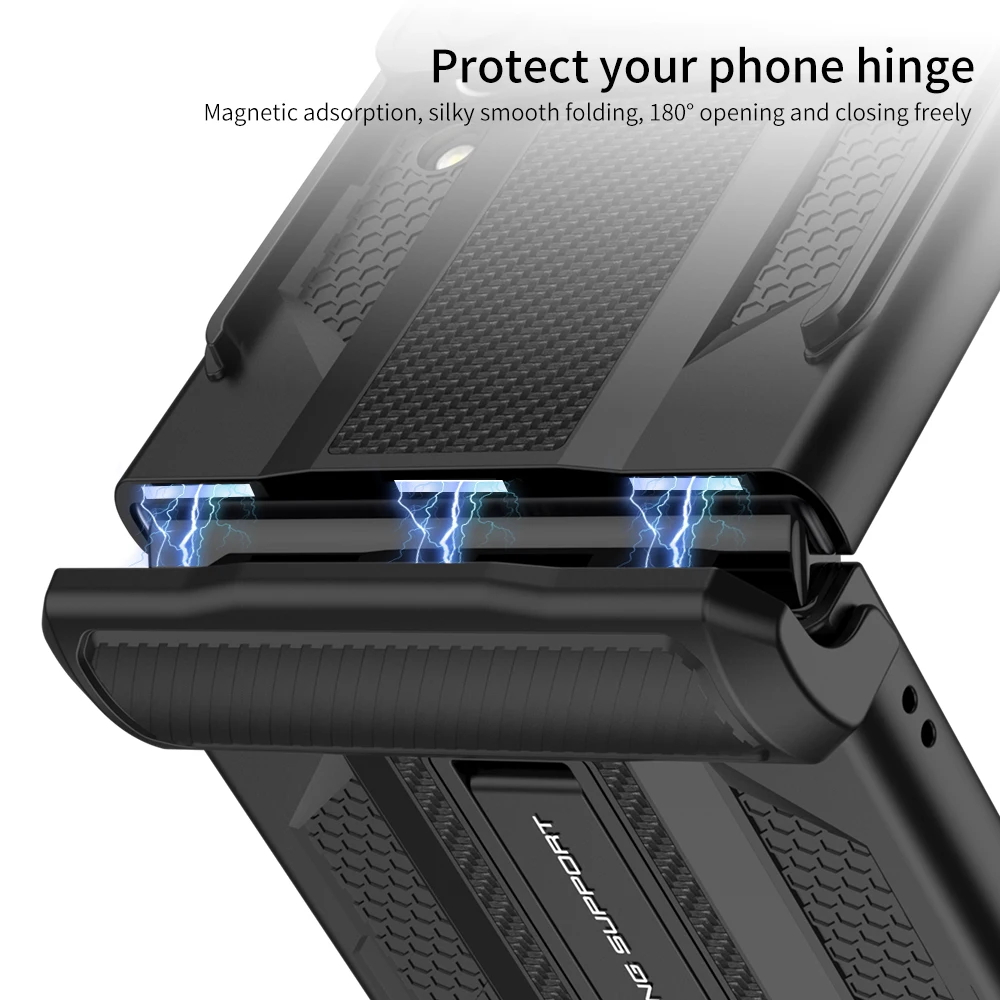 Slide Lens Cover Phone Case For Samsung Galaxy Z Flip 4 5G Magnetic Hinge Hard Armor Shock-proof With Bracket Shell For Z Flip 4