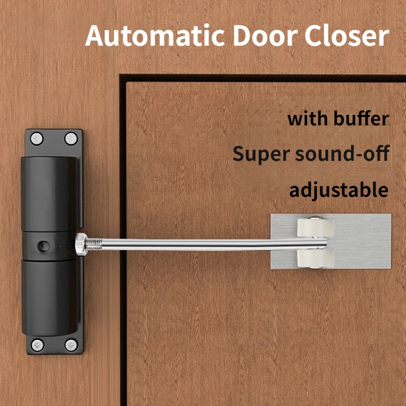 

Aluminum Alloy Automatic Door Closer Simple Adjustable Door Closer Hidden Buffer Door Closer Double Spring Design Door Hardware