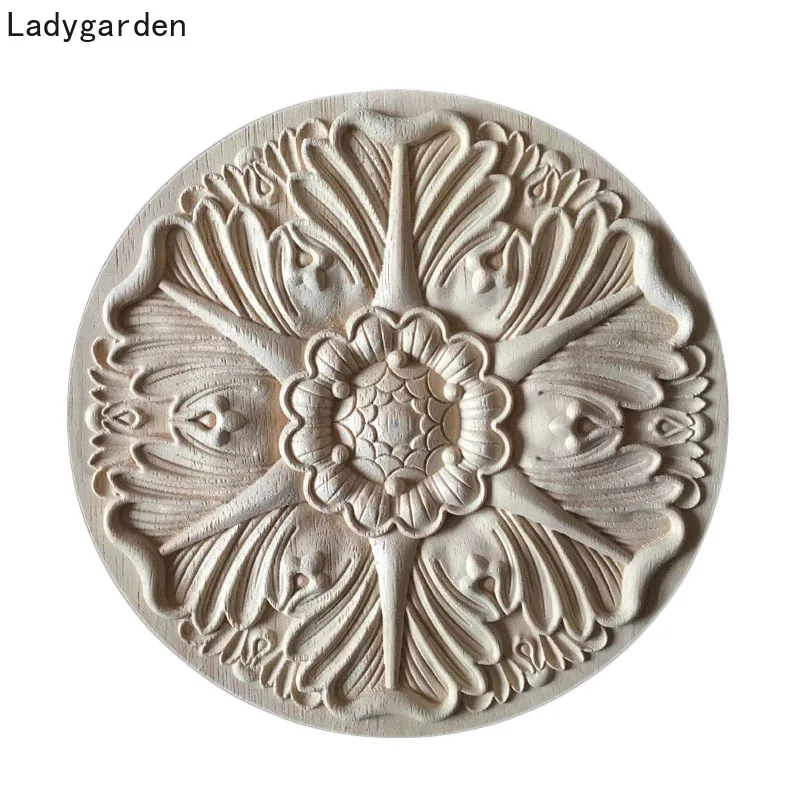 

Аппликации из натурального дерева с цветочной резьбой по дереву для мебели, шкафа, неокрашенные деревянные молдинги, декоративная фигурка, ...