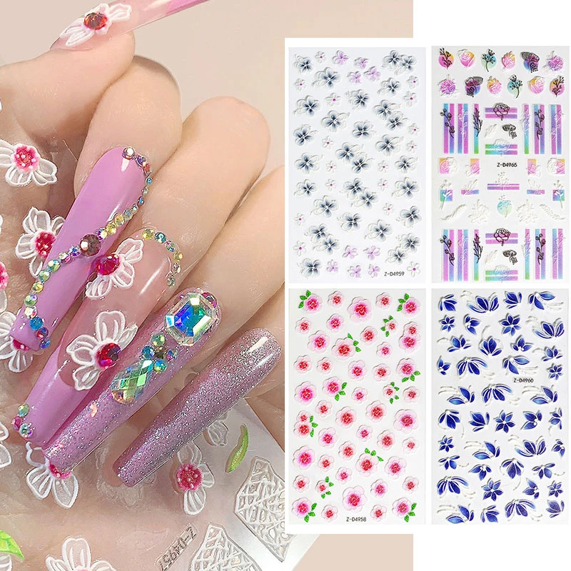 

1 лист цветочных стикеров для ногтей s 5D, стикеры для самостоятельного дизайна ногтей, Стикеры для ногтей, стикер для ногтей, женский космети...